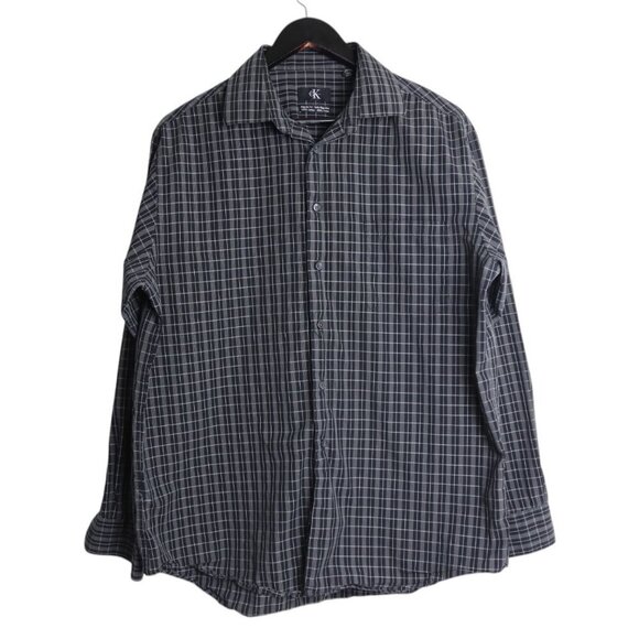 Vintage Calvin Klein Collared Button Down Windowpane Check Shirt Size 16.5 - Picture 1 of 8